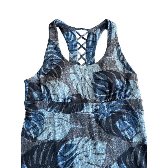 ZeroXposur Quick Dry Athletic Dress Medium Blue Palm Tropical Print Racerback - Picture 3 of 10